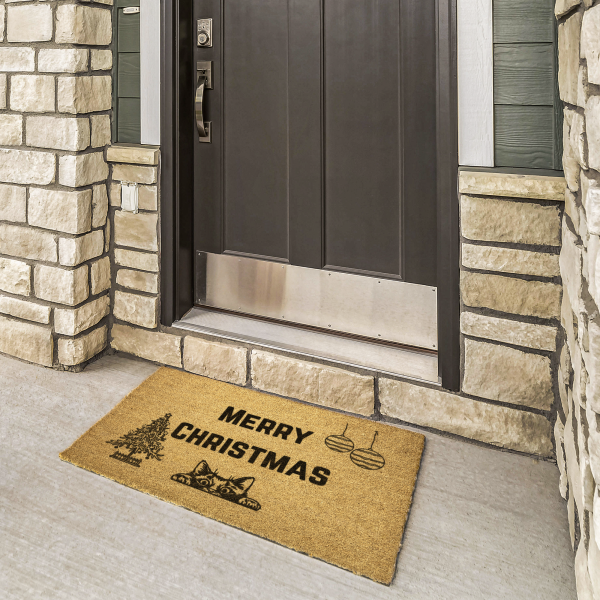 Christmas tree and cat DoorMat