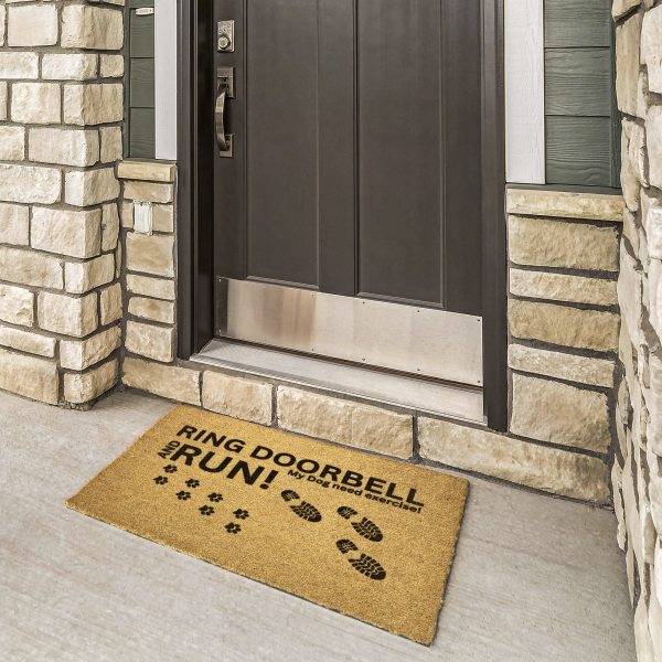 RING DOOR BELL AND RUN my dog need exerciser funny doormat